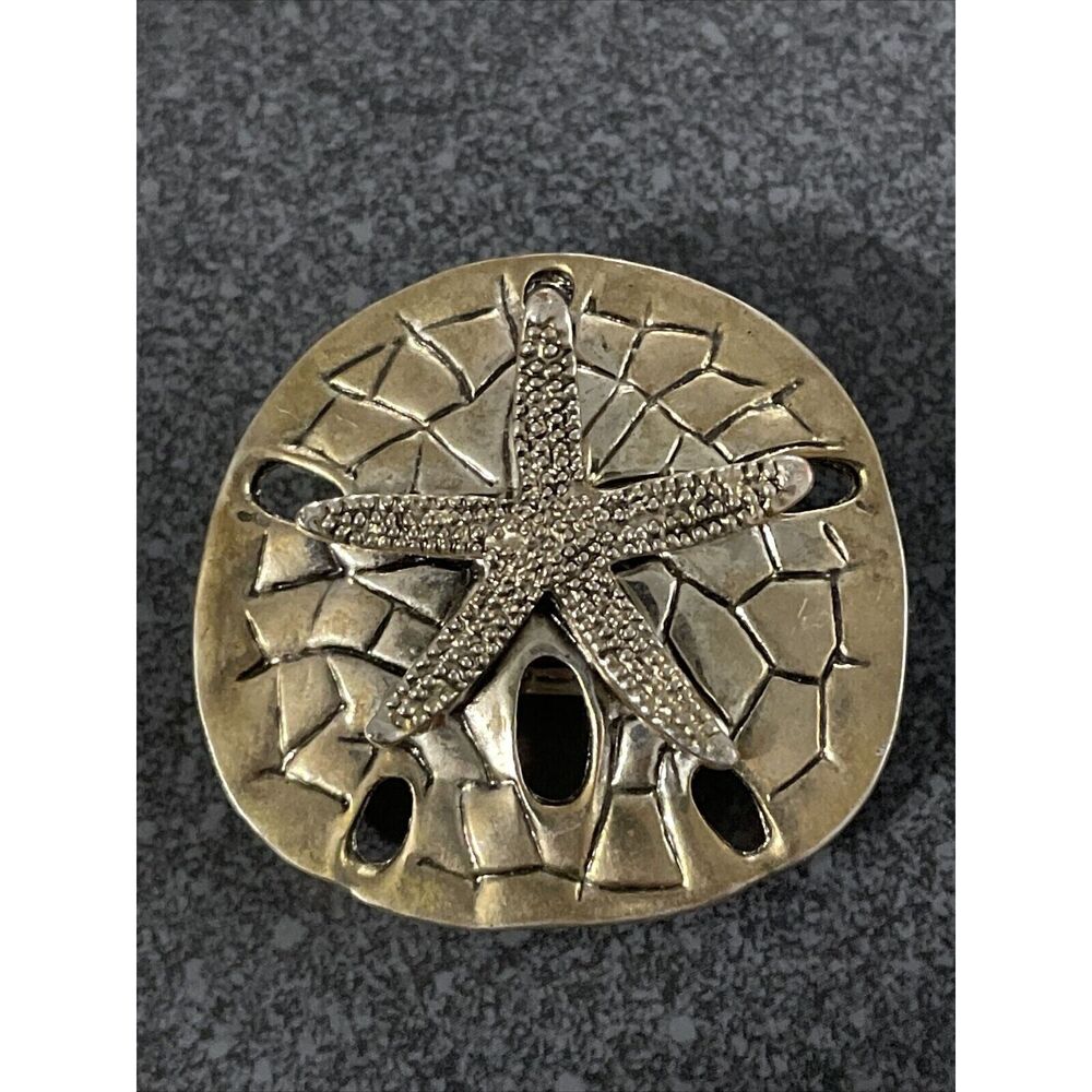 Metal Sand Dollar Starfish Beach Pendant Brooch Pin
